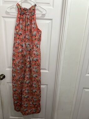 J. Crew Liberty Coral Floral Halter Jumpsuit